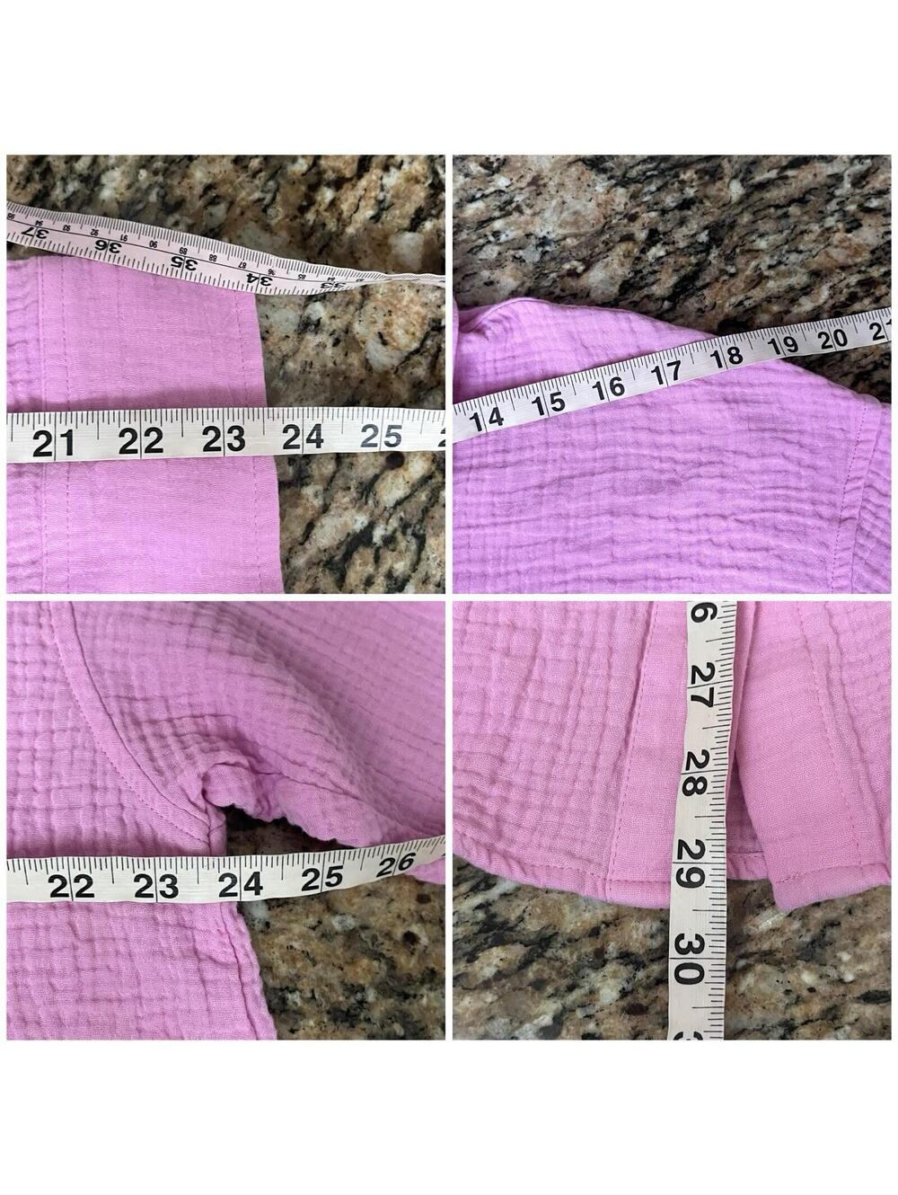32 Cool Pink Gauze Button Up Tunic Blouse XL Slub Knit Coastal Boho Oversized - Picture 6 of 10